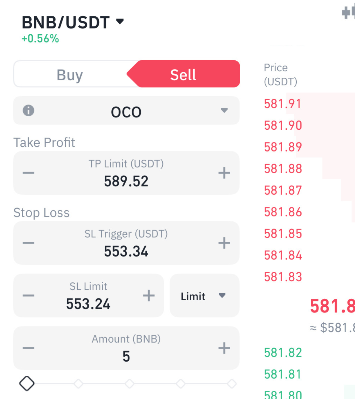 币安 OCO 卖单