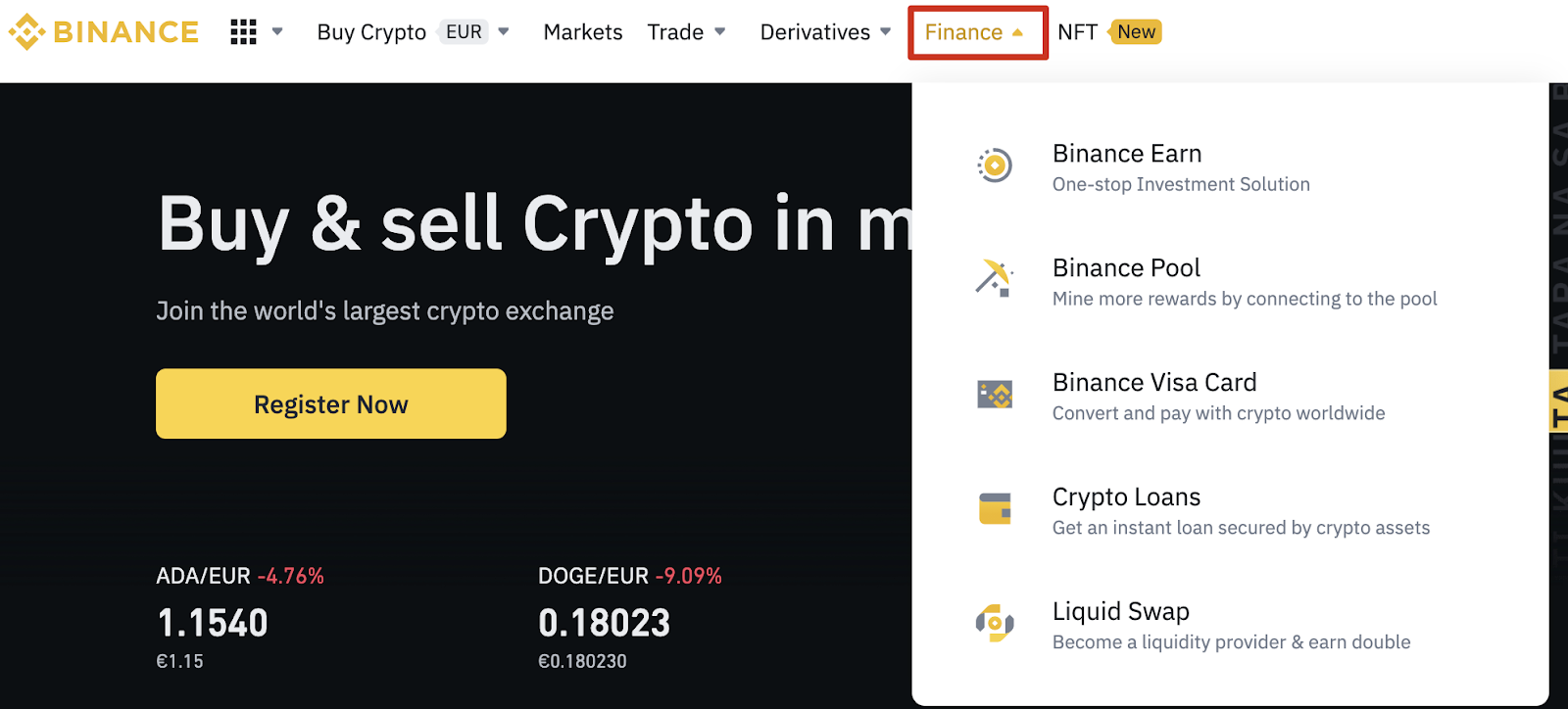 binance financial products
